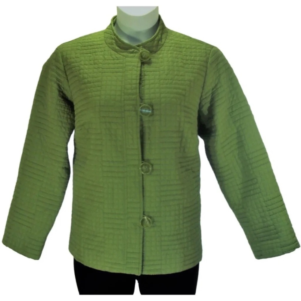 DressBarn Quilted Jacket Blazer Womens Size 14/16W Green Button Up